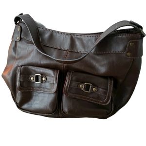 Emilie m. Brown leather-like hobo bag purse